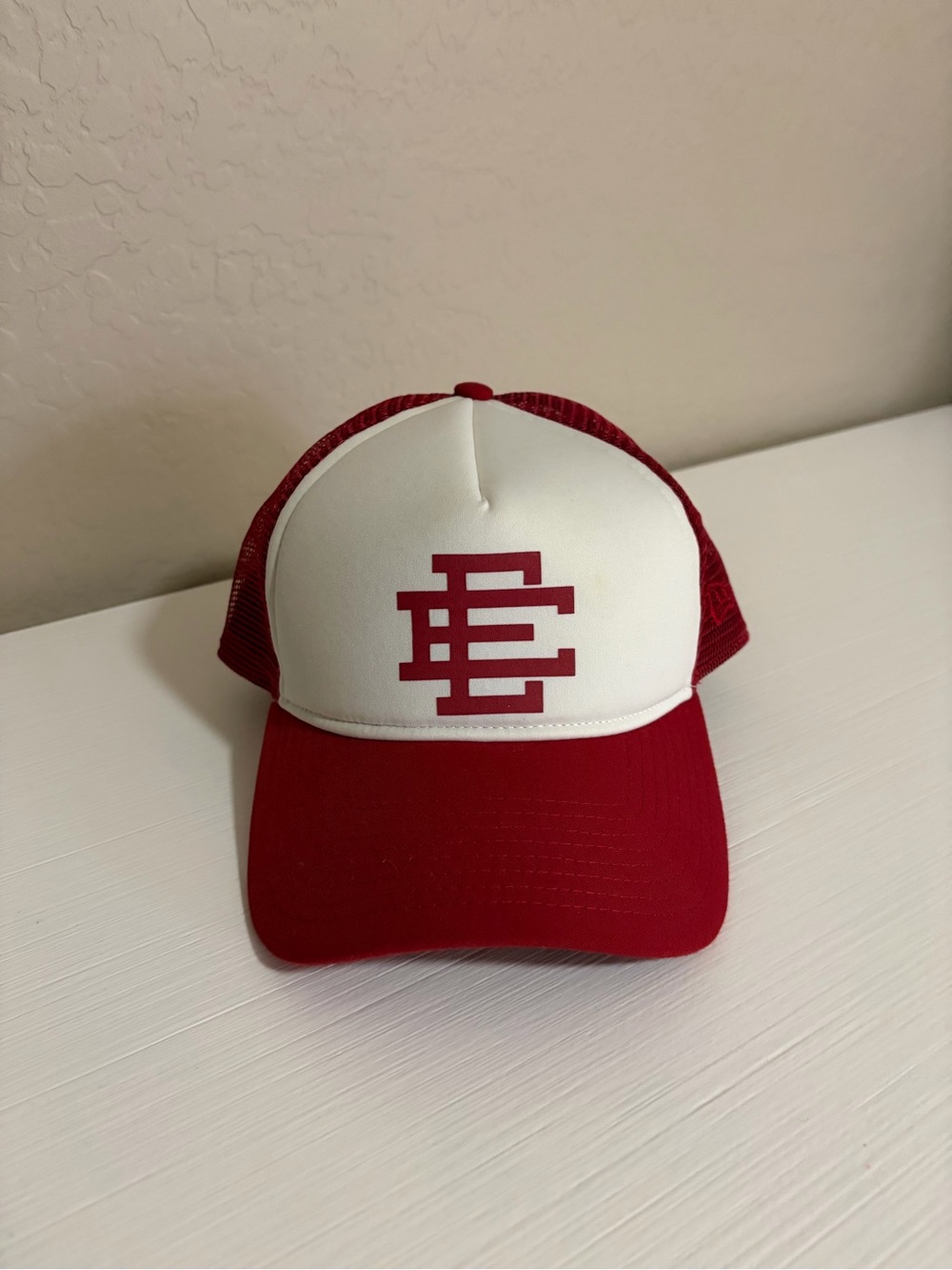 NWOT! Rare. New Era x Eric Emanuel Collab Red Luxury Streetwear Trucker Hat